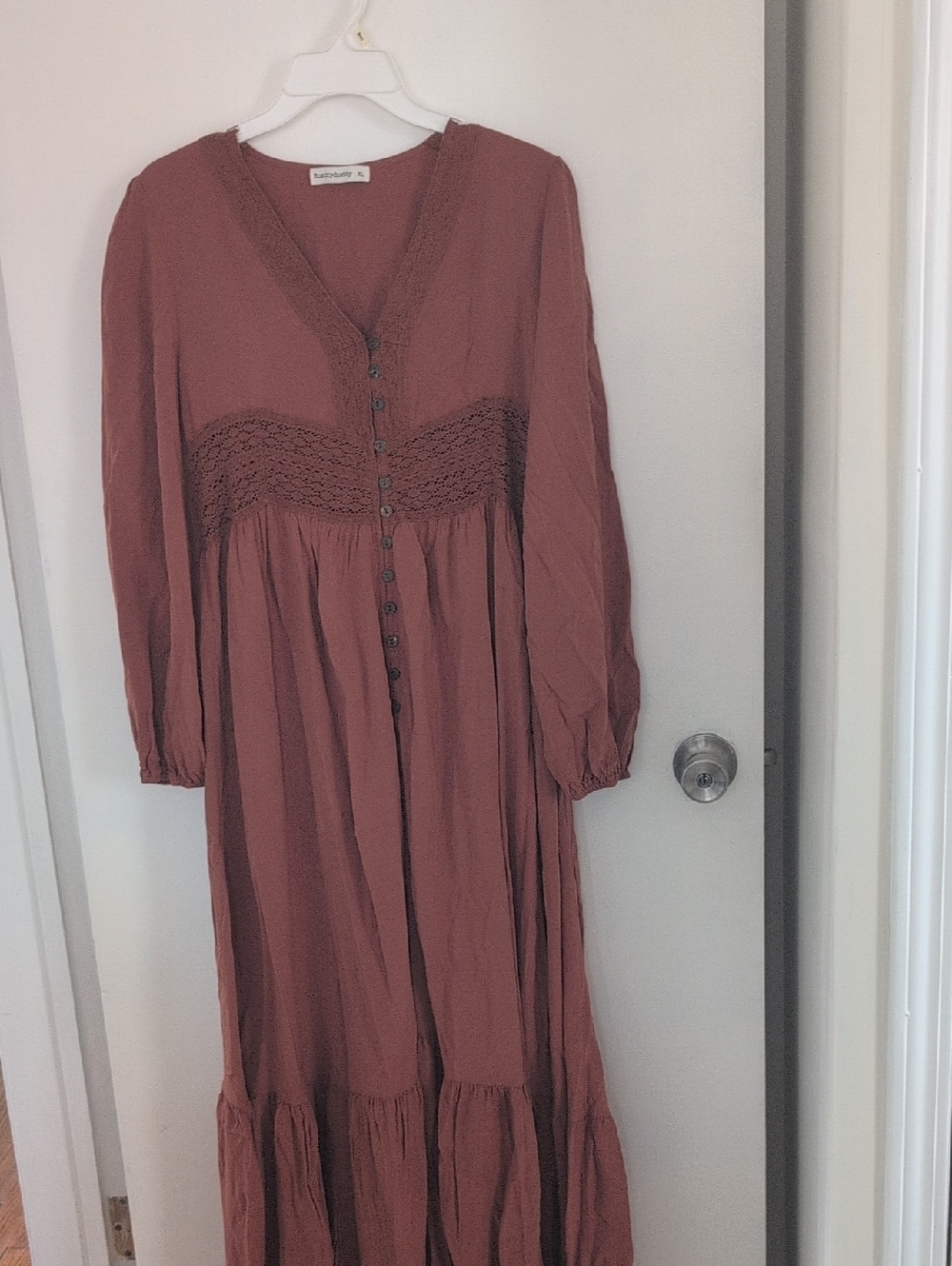 Women’s Maxi Dress with Lace Waist in Dusty Rose